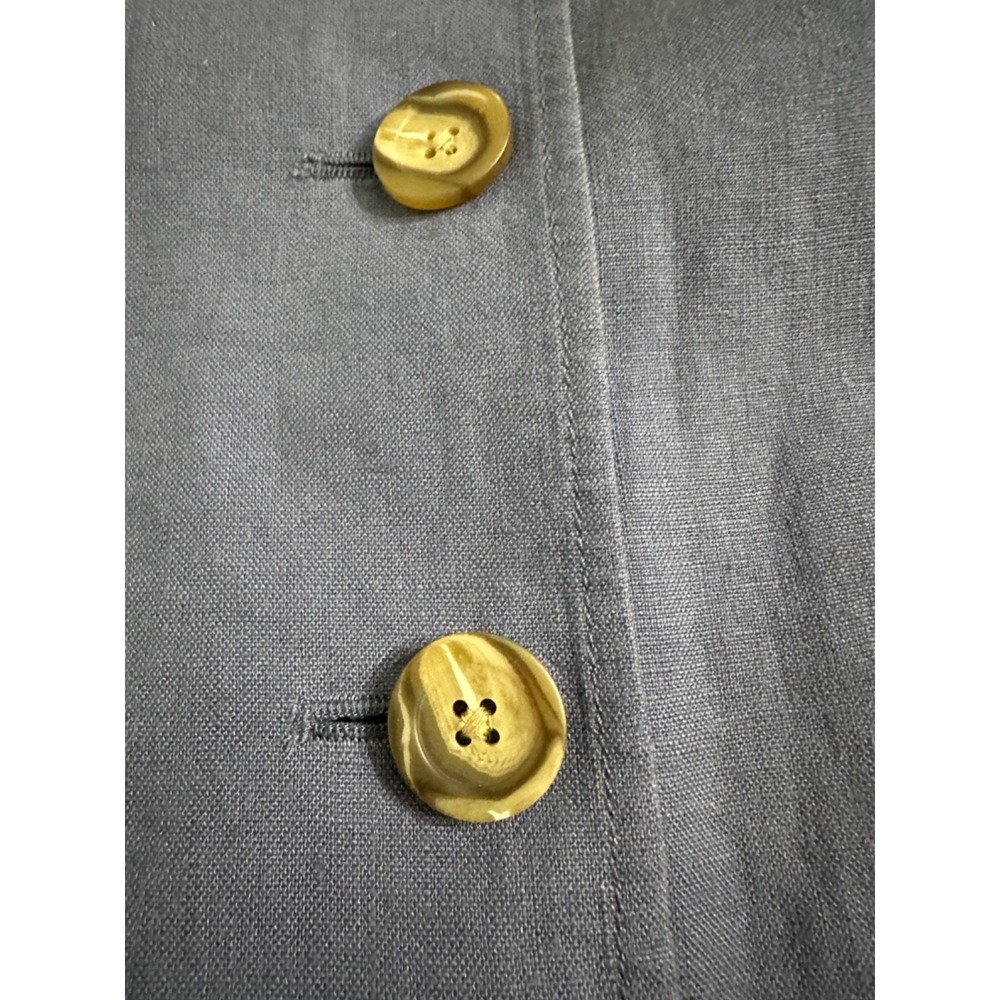 L.L.Bean Blazer Women's Blue 100% Linen Size 14 Button Up Jacket Classic - Picture 10 of 11